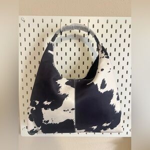 Black and White Cowprint Shoulder Bag - Women's Fashion Tote